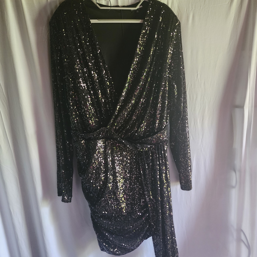 Fashion Nova Black Sequin Mini Dress